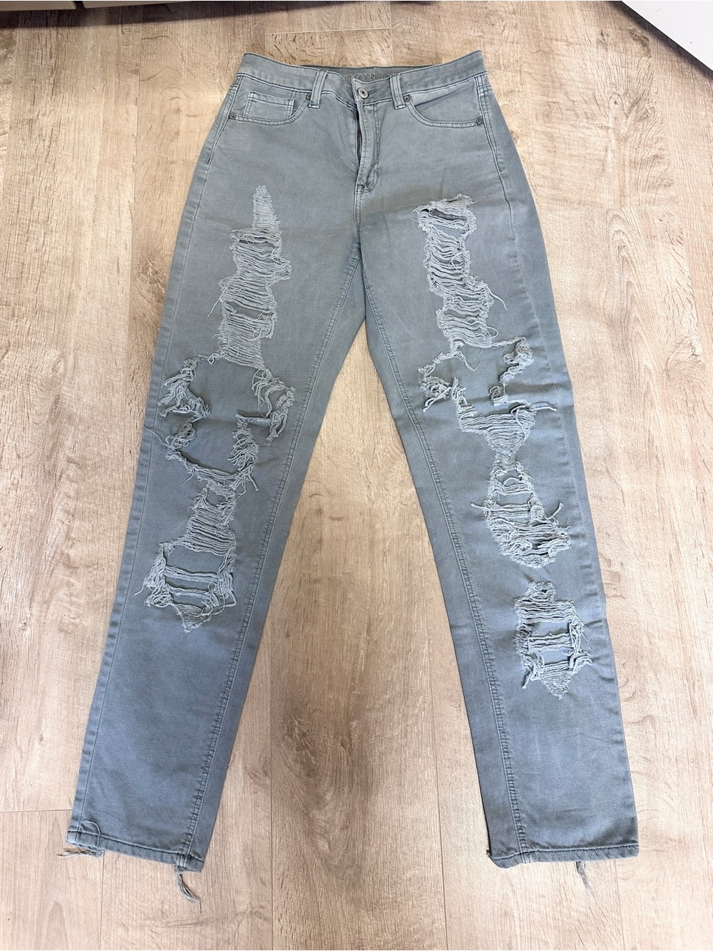 American Eagle Outfitters High-Rise Distressed Green Jeans